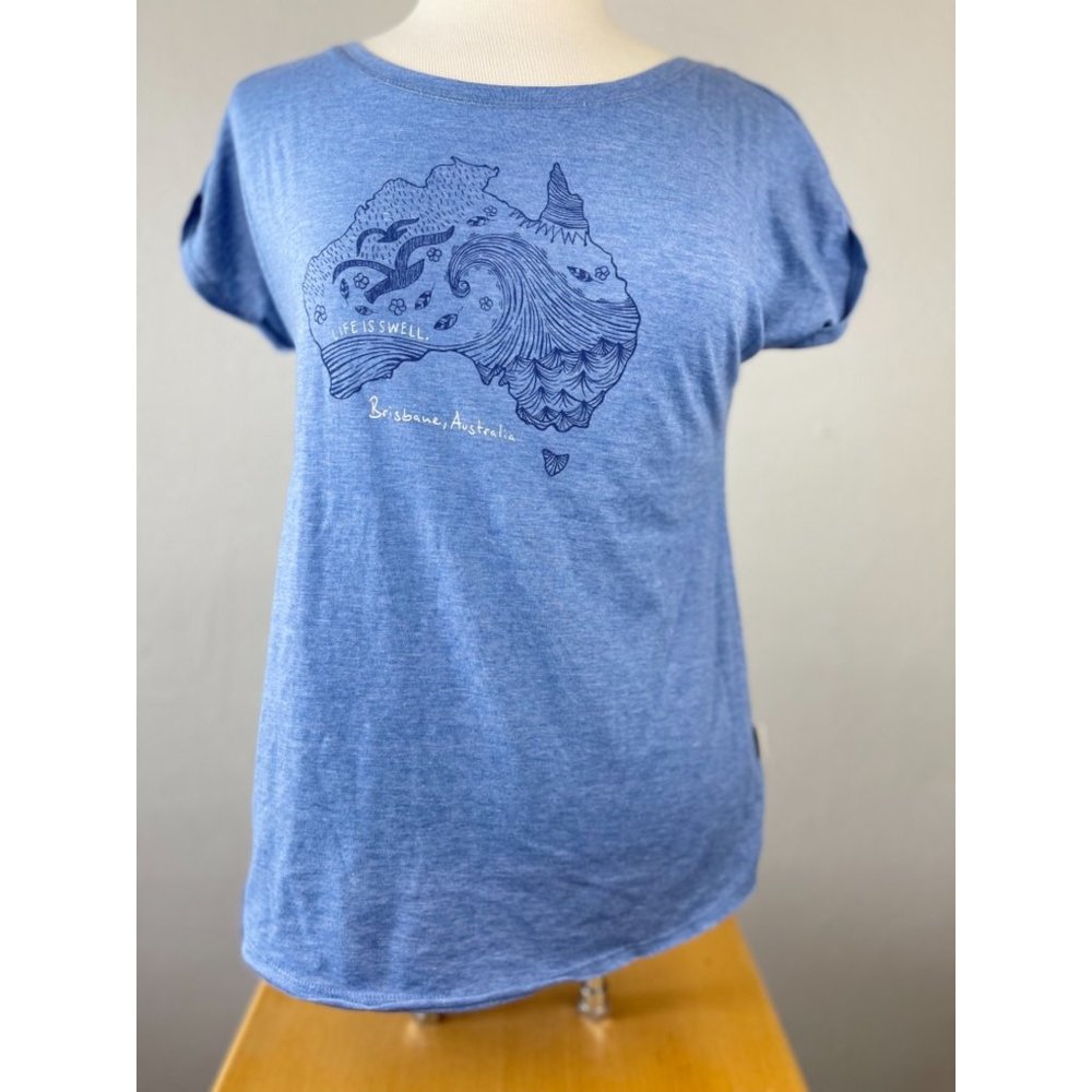 Women's Pacific creations XS S/S Shirt Crewneck Blue Ocean Cotton Viscose